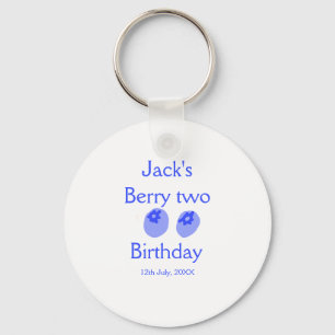 Berry twee verjaardag blauwe bes voeg naam datum k sleutelhanger