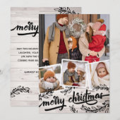 Berry Twig Bleek Wood Foto Collage Kerst Feestdagenkaart (Voorkant / Achterkant)