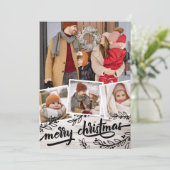 Berry Twig Bleek Wood Foto Collage Kerst Feestdagenkaart (Staand voorkant)