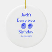 Berry two birthday blue berry add name date kids r keramisch ornament (Achterkant)