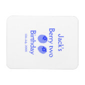 Berry two birthday blue berry add name date kids r magneet (Horizontaal)