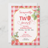 Berry Two Sweet Strawberry Birthday Party Kaart (Voorkant)