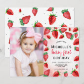 Berry uitnodiging voor eerste verjaardag, verjaard (Voorkant / Achterkant)