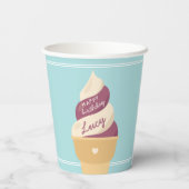 Berry Vanilla Swirl Ice Cream Kids Birthday Papieren Bekers (Achterkant)