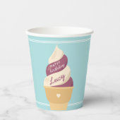 Berry Vanilla Swirl Ice Cream Kids Birthday Papieren Bekers (Voorkant)