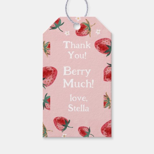 Berry Verjaardag Aardbei Bedankt Favor Cadeaulabel (Voorkant)