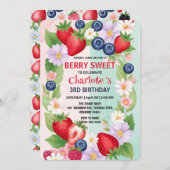 Berry Verjaardag Aardbei bloem Meisje Party Kaart (Voorkant / Achterkant)