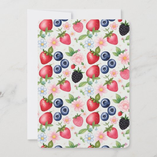 Berry Verjaardag Aardbei bloem Meisje Party Kaart (Achterkant)