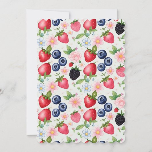 Berry Verjaardag Aardbei bloem Meisje Party Save The Date (Achterkant)