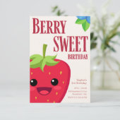 Berry Verjaardag Aardbeienfeestje Kaart (Staand voorkant)