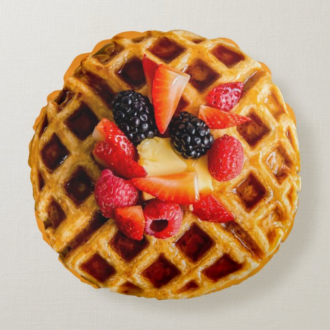 Berry Waffle Rond Sierkussen Kussen (Voorkant)