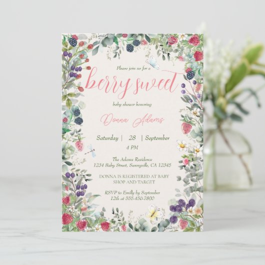 Berry Waterverf Boho Genderneutraal Baby shower Kaart (Staand voorkant)