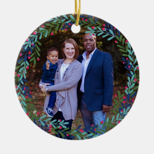 Berry wekt onze eerste kerst in New Home Keramisch Ornament (Voorkant)