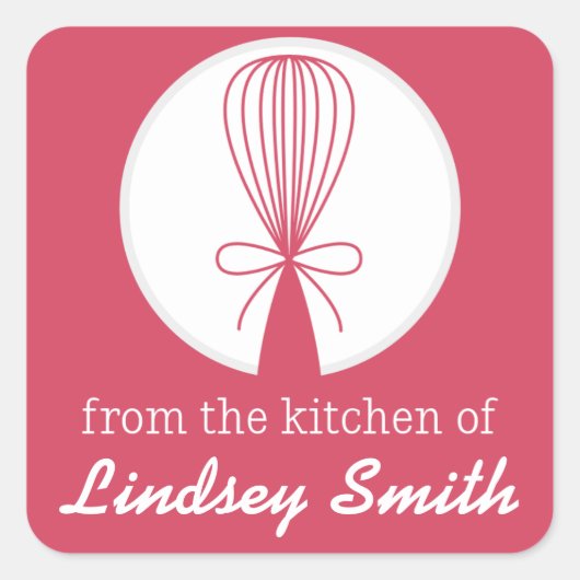 Berry Whisk Silhouet Keukenlabels Vierkante Sticker (Voorkant)