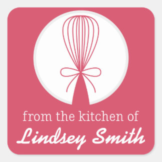 Berry Whisk Silhouet Keukenlabels Vierkante Sticker