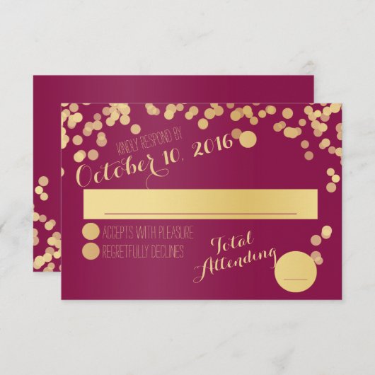 Berry wijn en goud RSVP (Voorkant / Achterkant)