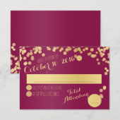 Berry wijn en goud RSVP Kaartje (Voorkant / Achterkant)
