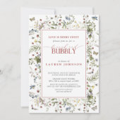 Berry Wildflower Brunch en Bubbly Vrijgezellenfees Kaart (Voorkant)