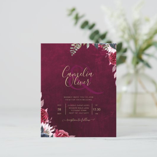Berry Wine Floral Wedding (Staand voorkant)