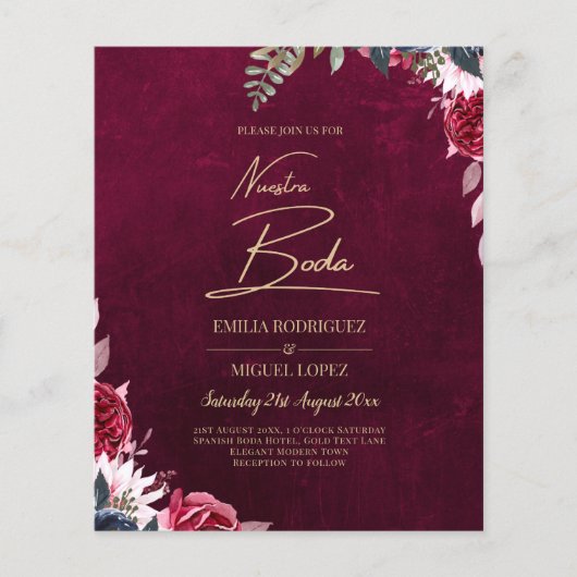 Berry Wine Floral Wedding Flyer (Voorkant)