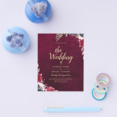 Berry Wine Floral Wedding Flyer (Enkel)