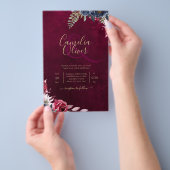 Berry Wine Floral Wedding Flyer (Hand)