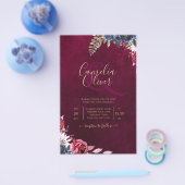 Berry Wine Floral Wedding Flyer (Enkel)