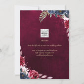 Berry Wine Floral Wedding Kaart (Achterkant)