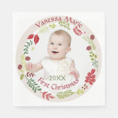 Berry Wreath Baby's eerste kerst Servet (Voorkant)