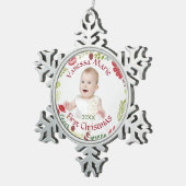 Berry Wreath Baby's eerste kerstversiering Tin Sneeuwvlok Ornament (Rechts)