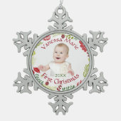 Berry Wreath Baby's eerste kerstversiering Tin Sneeuwvlok Ornament (Voorkant)