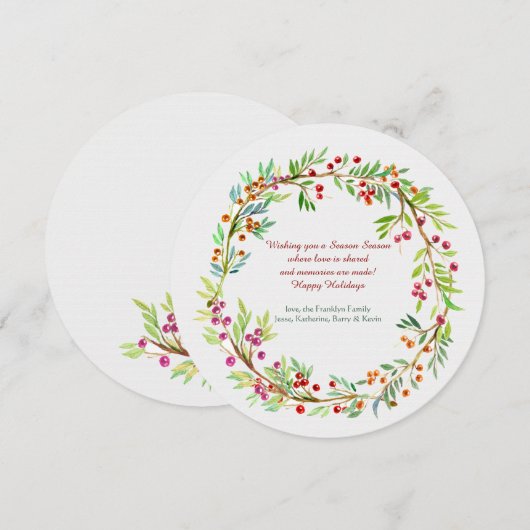 Berry Wreath Holiday Card Kaart (Voorkant / Achterkant)