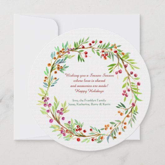 Berry Wreath Holiday Card Kaart (Voorkant)