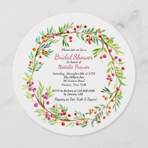 Berry Wreath Invitation Kaart