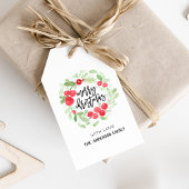 Berry Wreath Merry kerstWaterverf Gift Label Cadeaulabel