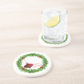 Berry Wreath Merry  Ornament met Kerstmis Zandsteen Onderzetter (Zijkant)