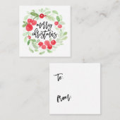 Berry Wreath Merry Waterverf Gift Label (Voorkant / Achterkant)