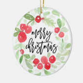 Berry Wreath Merry Waterverf kerst Keramisch Ornament (Links)