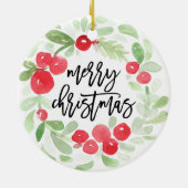 Berry Wreath Merry Waterverf kerst Keramisch Ornament (Achterkant)