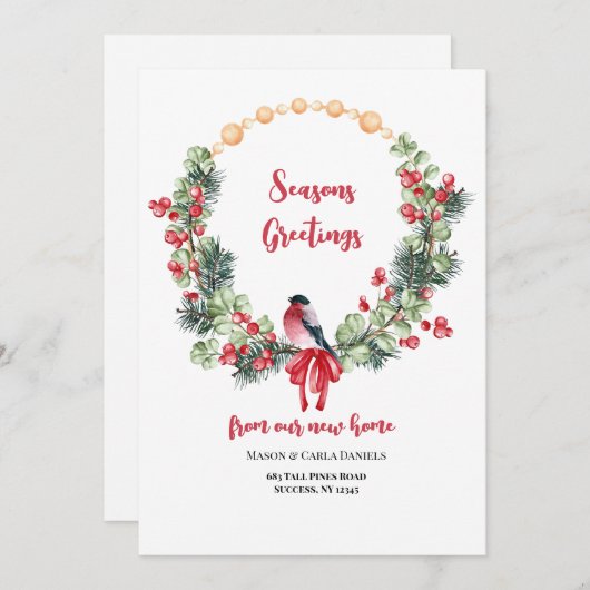 Berry Wreath Vakantie Bewegende aankondiging (Voorkant / Achterkant)