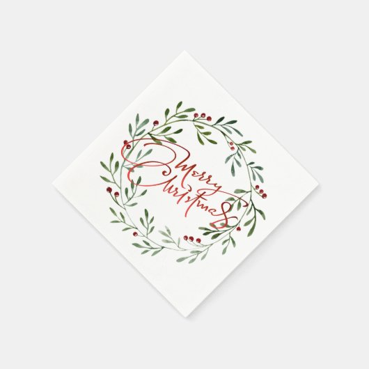Berry Wreator Gradient Red Script Merry Kerstmis Servet (Hoek)