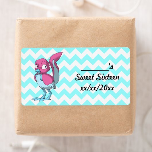 Berry Yoghurt/Ice Blue Reptilian Vogel Water Fles Etiket (Insitu)