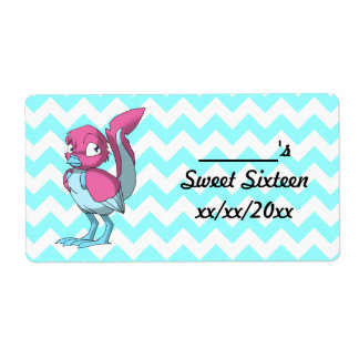 Berry Yoghurt/Ice Blue Reptilian Vogel Water Fles Etiket