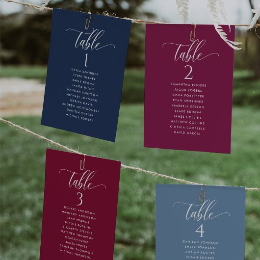 Berry, Zitplankaarten met gastnamen