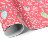 Berry Zoet rood Aardbeienpatroon Cadeaupapier (Rol Hoek)