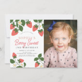 Berry Zoet Roze Aardbei Foto 2e Verjaardag Kaart (Voorkant)