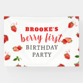 Berry Zoete Aardbei 1e Verjaardag Banner (Horizontaal)