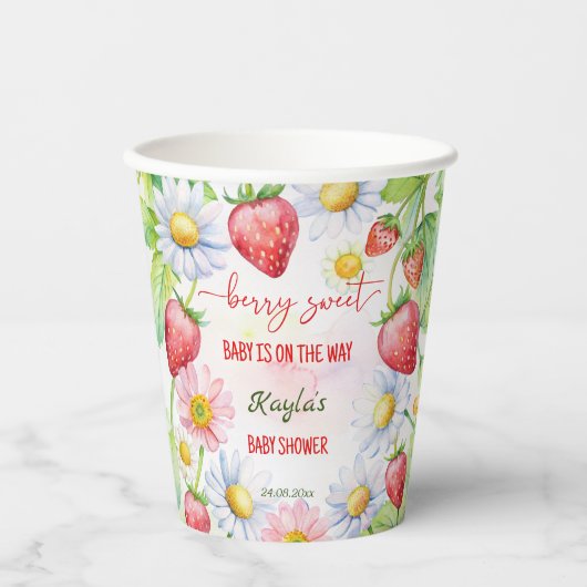 Berry zoete aardbei baby shower bedrukt papieren bekers (Voorkant)