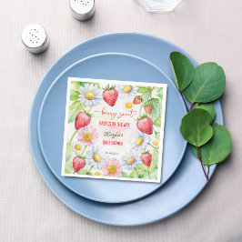 Berry zoete aardbei baby shower bedrukt servet