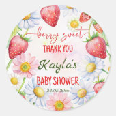Berry zoete aardbei baby shower dank u gunst ronde sticker (Voorkant)